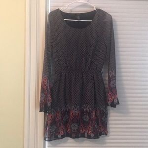 long sleeve patterned dress